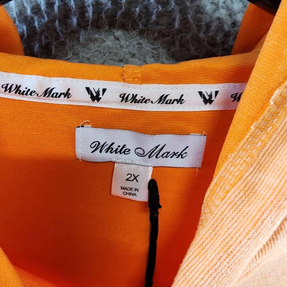 White Mark Plus Size Hoodie Sweatshirt Dress Women's 2X Orange Yellow Drawstring