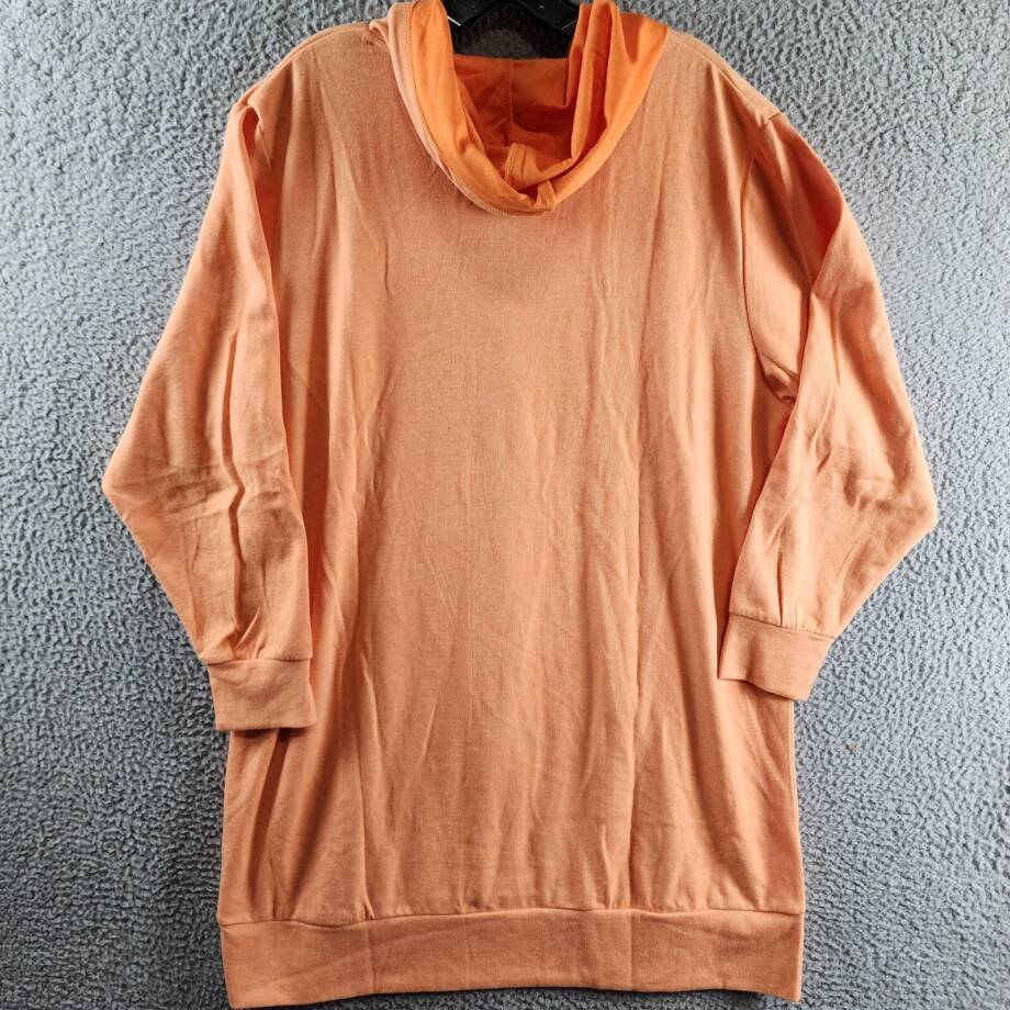 White Mark Plus Size Hoodie Sweatshirt Dress Women's 2X Orange Yellow Drawstring