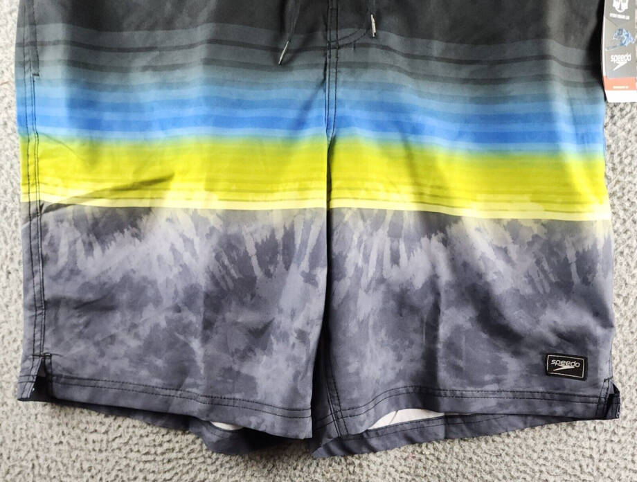 Speedo Printed Bondi Basin 9" Boardshorts Men's XXL Black Multi Drawstring Waist