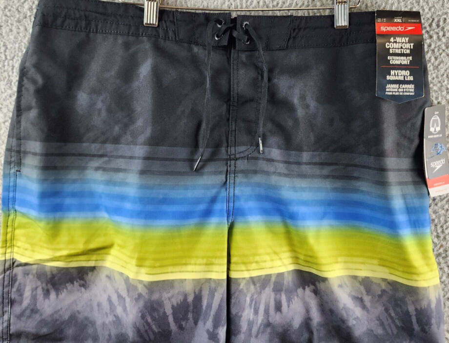 Speedo Printed Bondi Basin 9" Boardshorts Men's XXL Black Multi Drawstring Waist