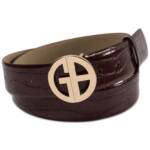 Giani Bernini Croc-Embossed Faux-Leather Belt Women's L Wine Adjustable