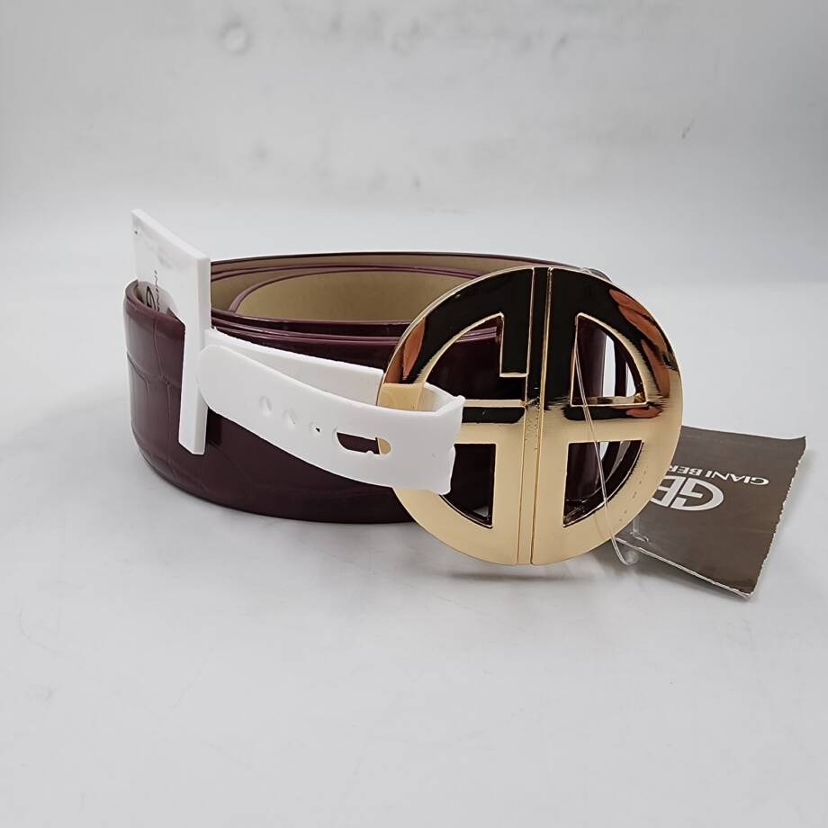 Giani Bernini Croc-Embossed Faux-Leather Belt Women's L Wine Adjustable