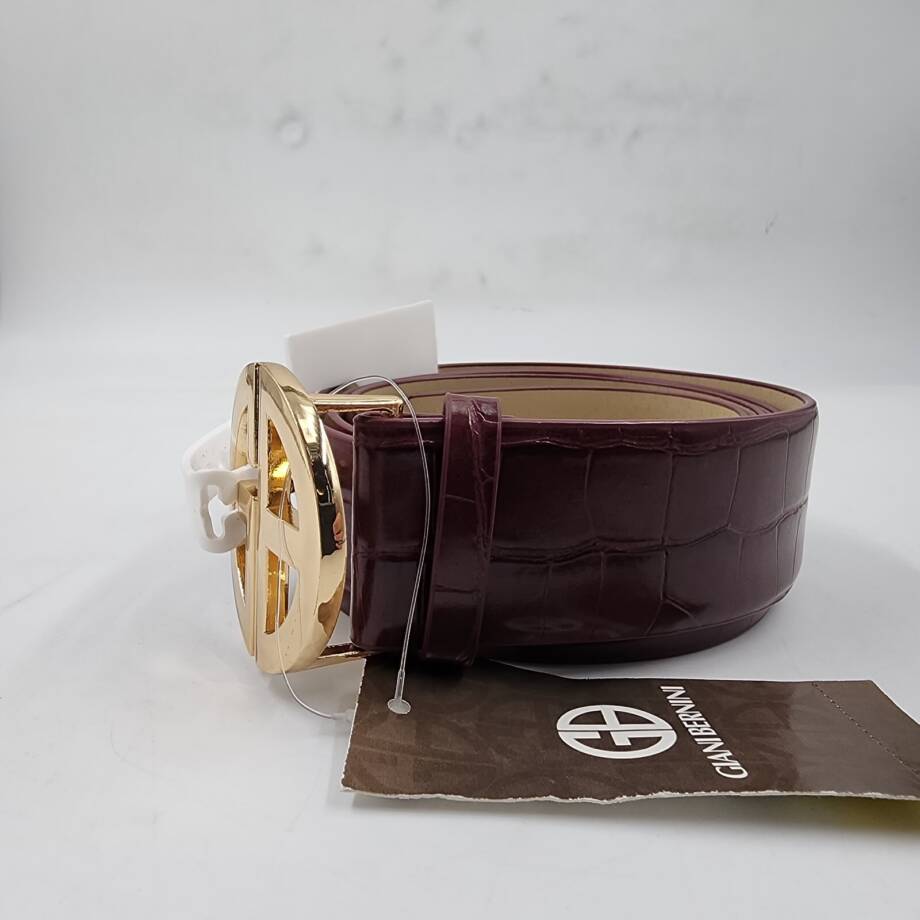 Giani Bernini Croc-Embossed Faux-Leather Belt Women's L Wine Adjustable