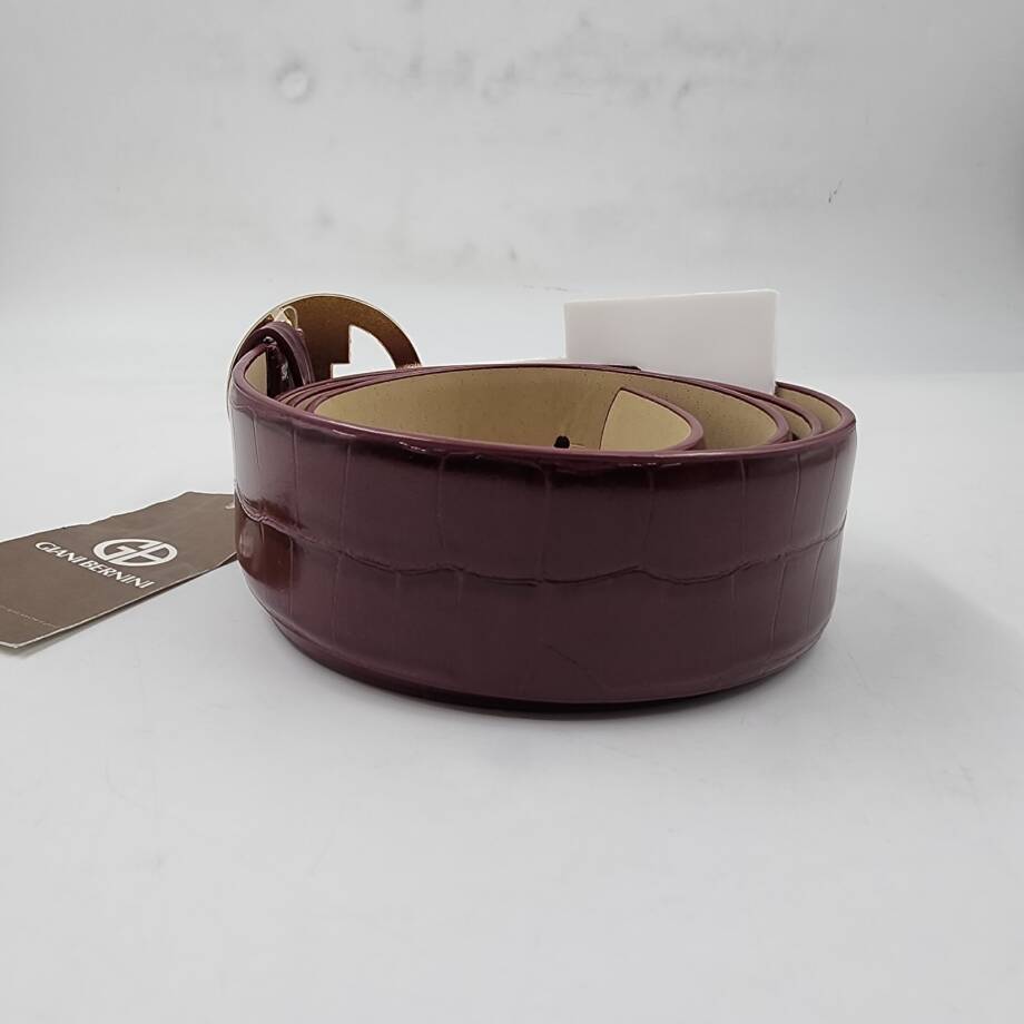 Giani Bernini Croc-Embossed Faux-Leather Belt Women's L Wine Adjustable