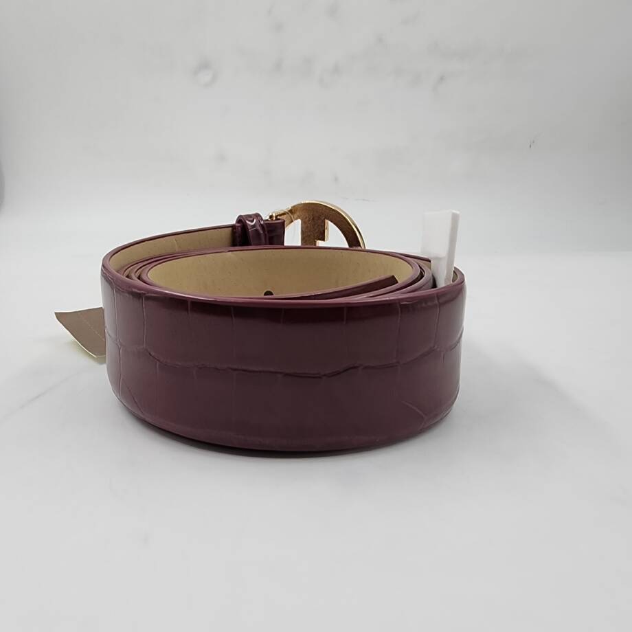 Giani Bernini Croc-Embossed Faux-Leather Belt Women's L Wine Adjustable