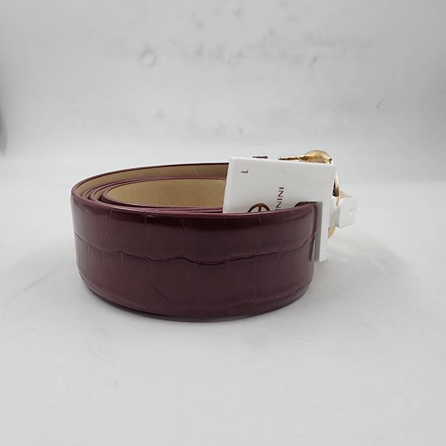 Giani Bernini Croc-Embossed Faux-Leather Belt Women's L Wine Adjustable