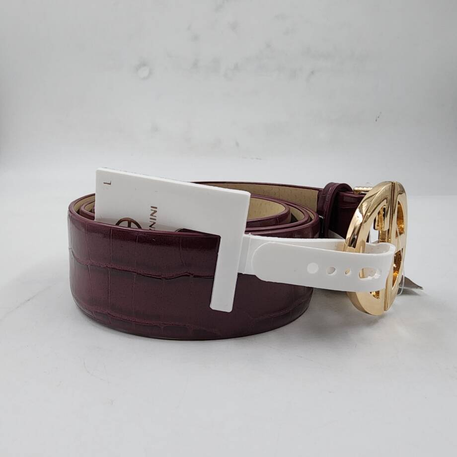 Giani Bernini Croc-Embossed Faux-Leather Belt Women's L Wine Adjustable