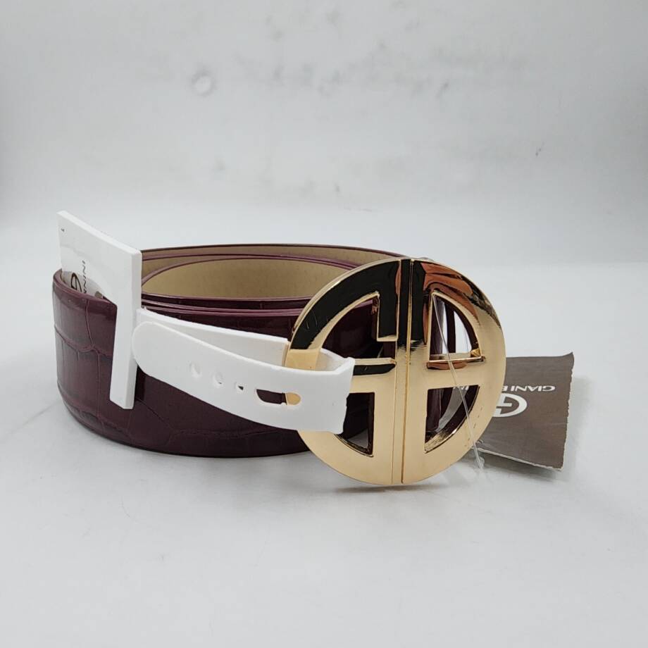 Giani Bernini Croc-Embossed Faux-Leather Belt Women's L Wine Adjustable