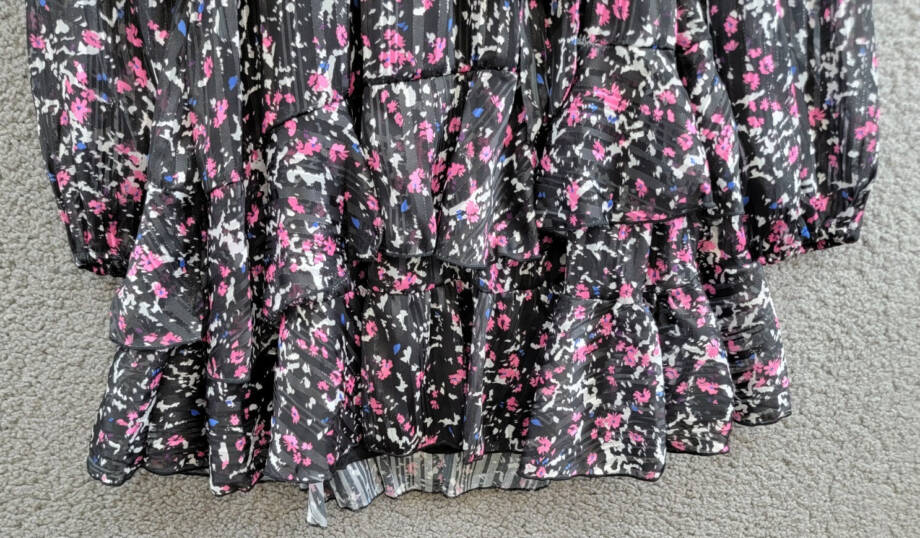 Aqua Printed Wrap Dress Girls' M (9/10) Black Multi Surplice Neck Long Sleeves