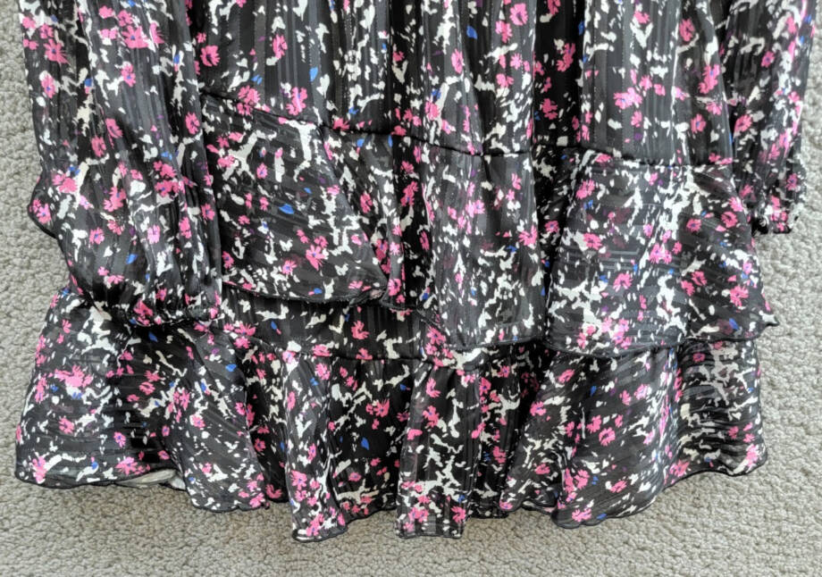 Aqua Printed Wrap Dress Girls' M (9/10) Black Multi Surplice Neck Long Sleeves