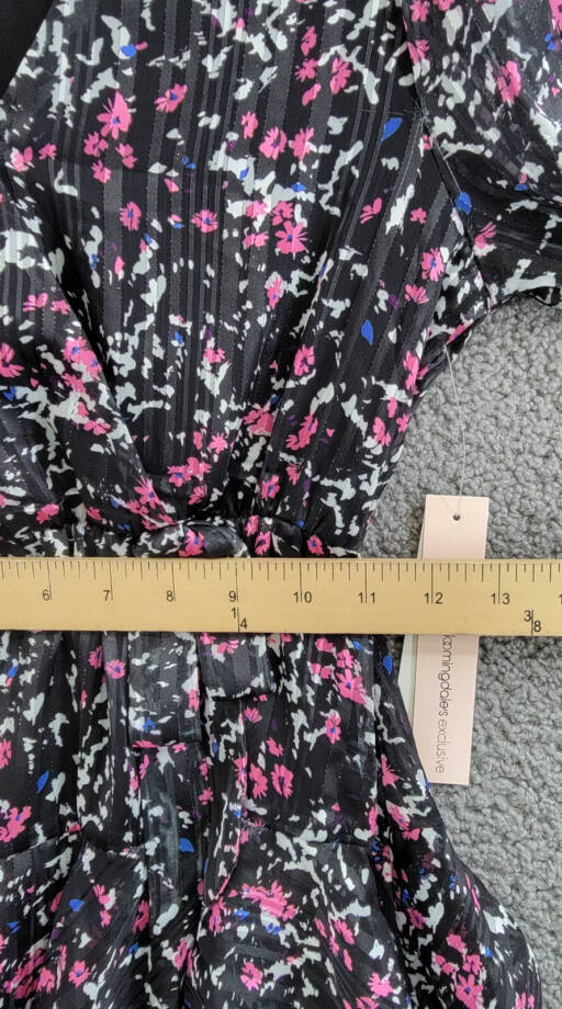 Aqua Printed Wrap Dress Girls' M (9/10) Black Multi Surplice Neck Long Sleeves