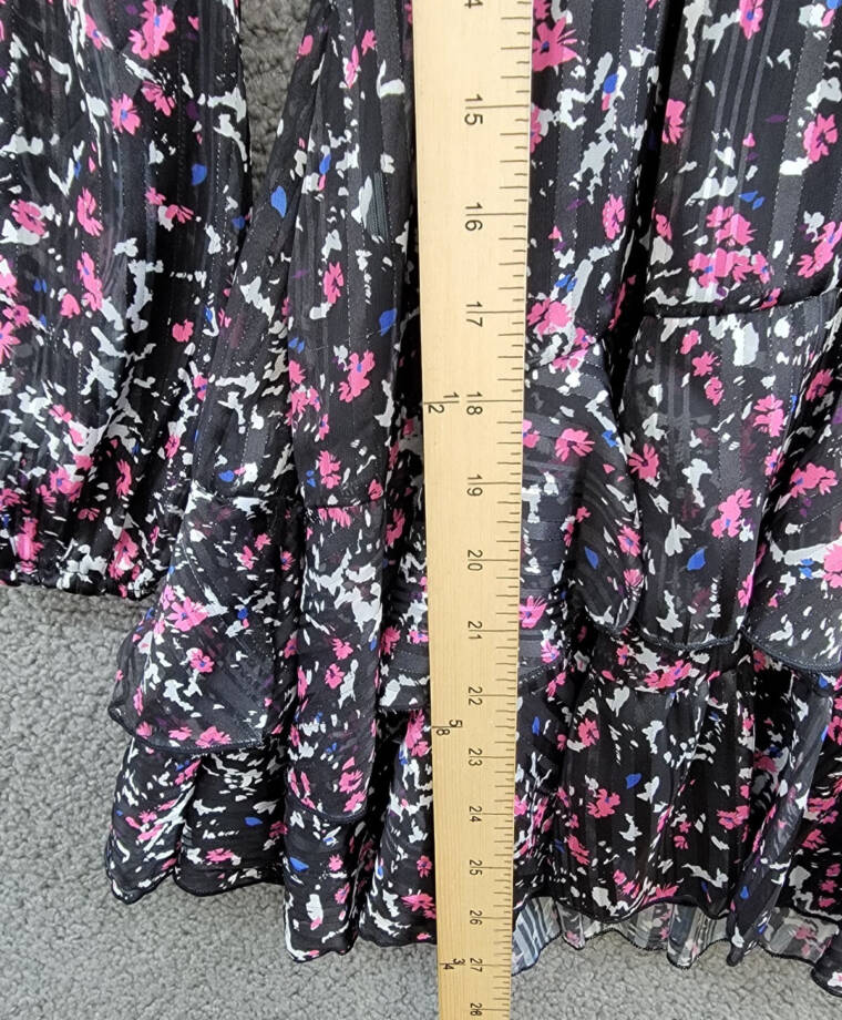 Aqua Printed Wrap Dress Girls' M (9/10) Black Multi Surplice Neck Long Sleeves