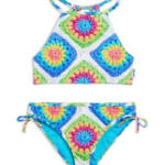 Limeapple Aolani Two-Piece Swimsuit Girls' 8 Multicolor Criss-Cross Straps