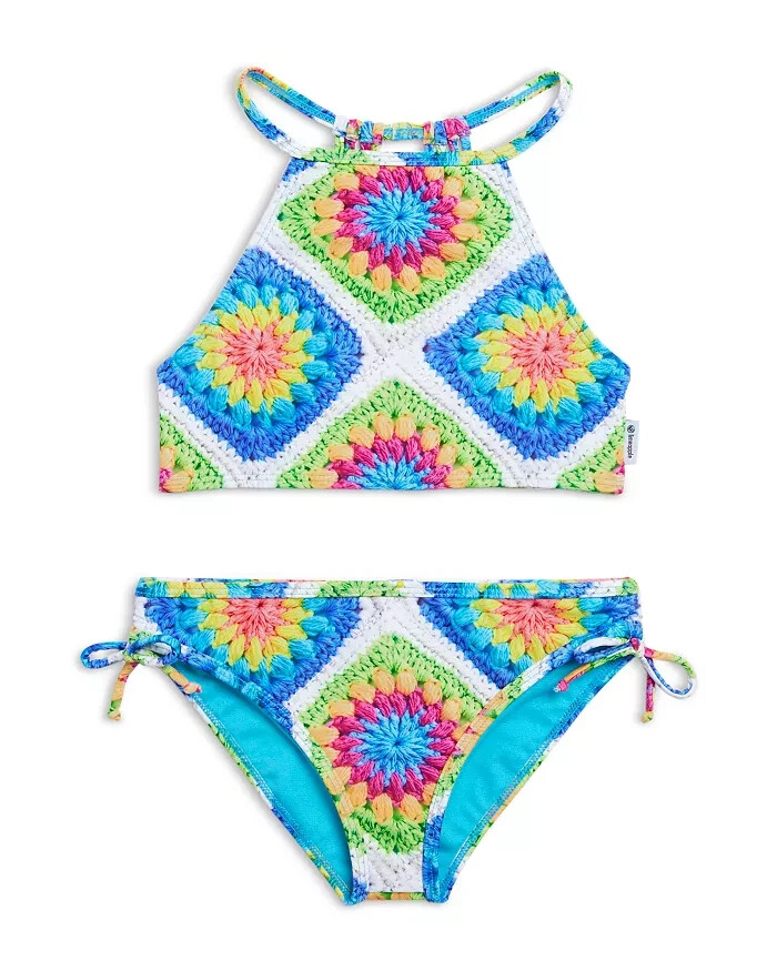 Limeapple Aolani Two-Piece Swimsuit Girls' 8 Multicolor Criss-Cross Straps