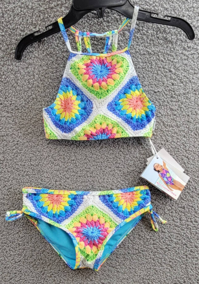 Limeapple Aolani Two-Piece Swimsuit Girls' 8 Multicolor Criss-Cross Straps