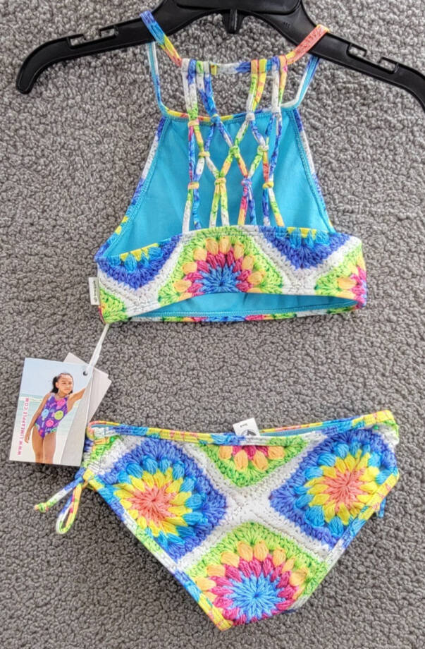 Limeapple Aolani Two-Piece Swimsuit Girls' 8 Multicolor Criss-Cross Straps