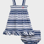 Ralph Lauren Nautical-Inspired Smocked Dress W/ Bloomers Girl's 3M Navy 2pc.