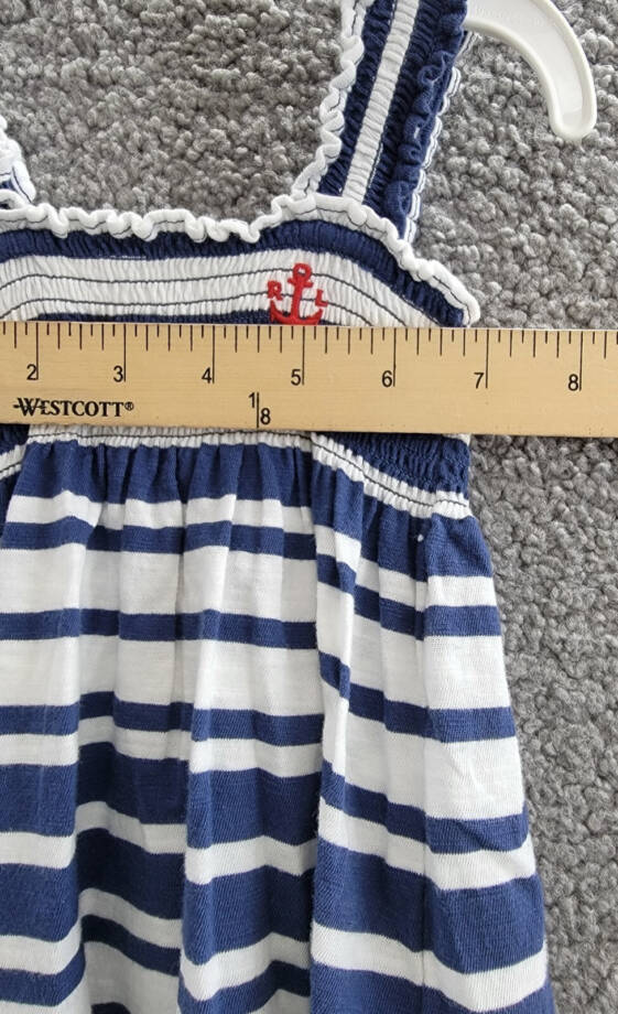 Ralph Lauren Nautical-Inspired Smocked Dress W/ Bloomers Girl's 3M Navy 2pc.