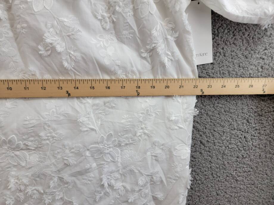Karen Kane Embroidered Tasseled Shift Dress Women's M Off White Elbow Sleeve