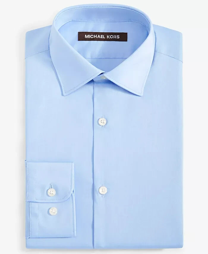 Michael Kors Plain Button-Up Dress Shirt Big Boys 10R Light Blue Long Sleeve