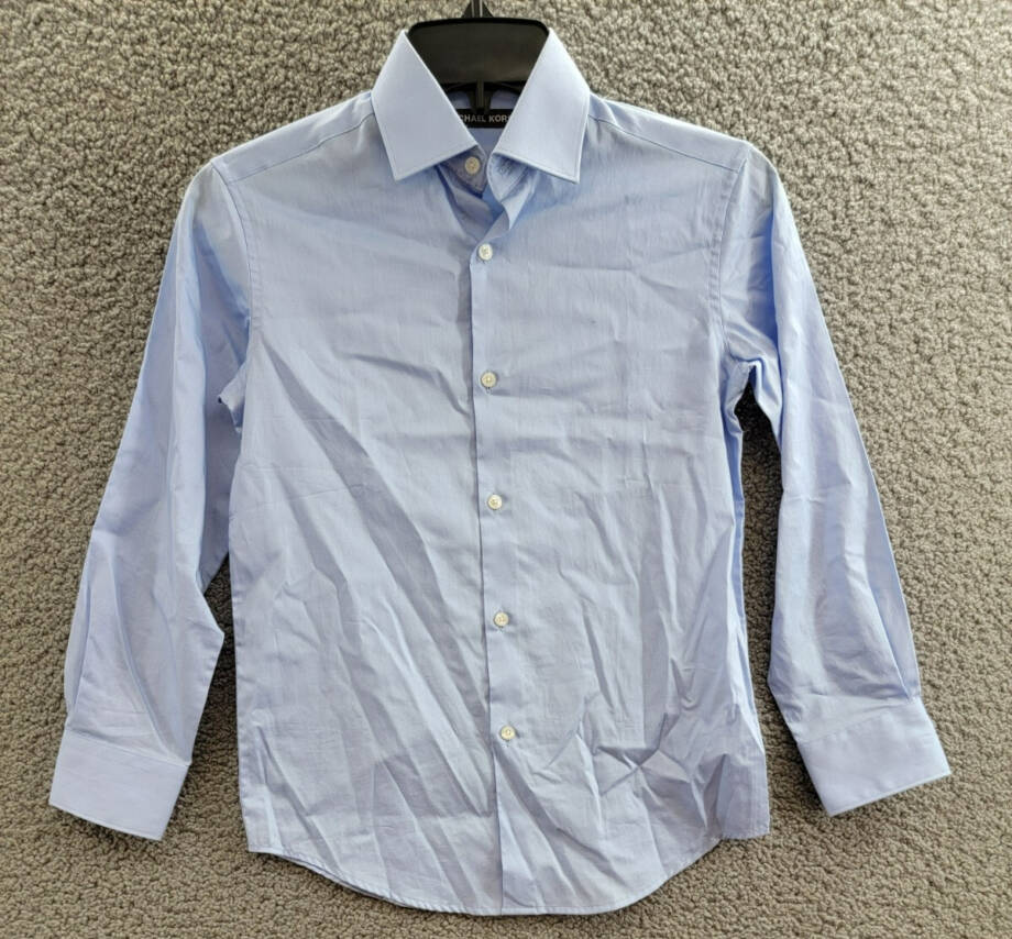 Michael Kors Plain Button-Up Dress Shirt Big Boys 10R Light Blue Long Sleeve