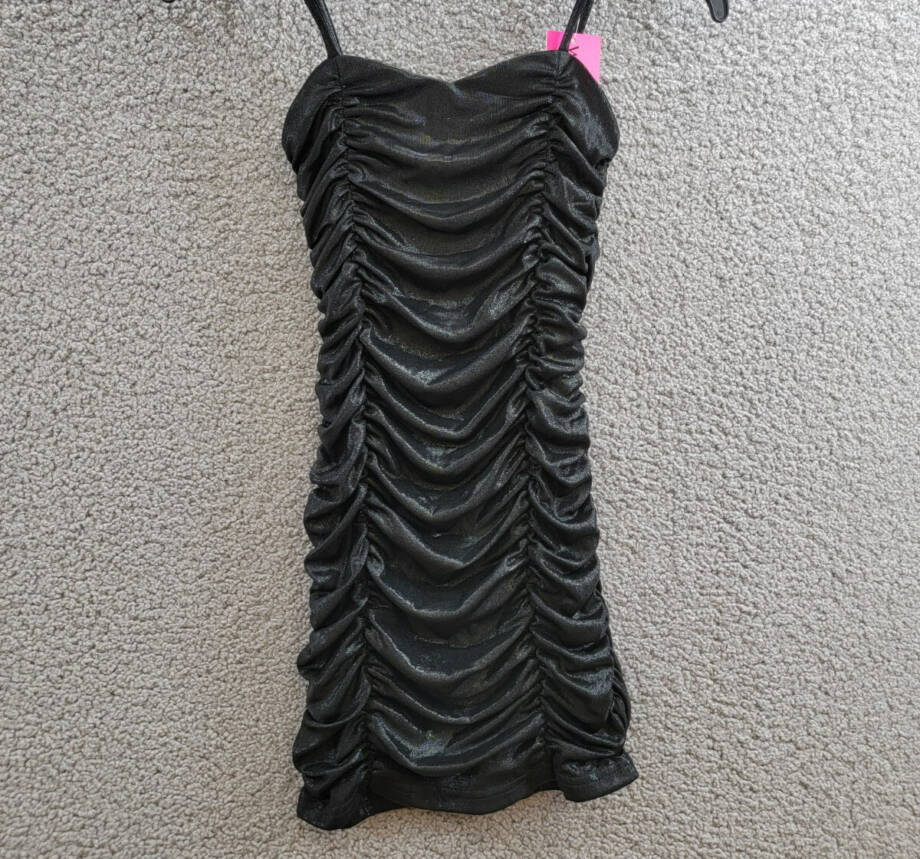 With Jules Ruched Sleeveless Dress Big Girls L Black Sweetheart Neck Back Zip
