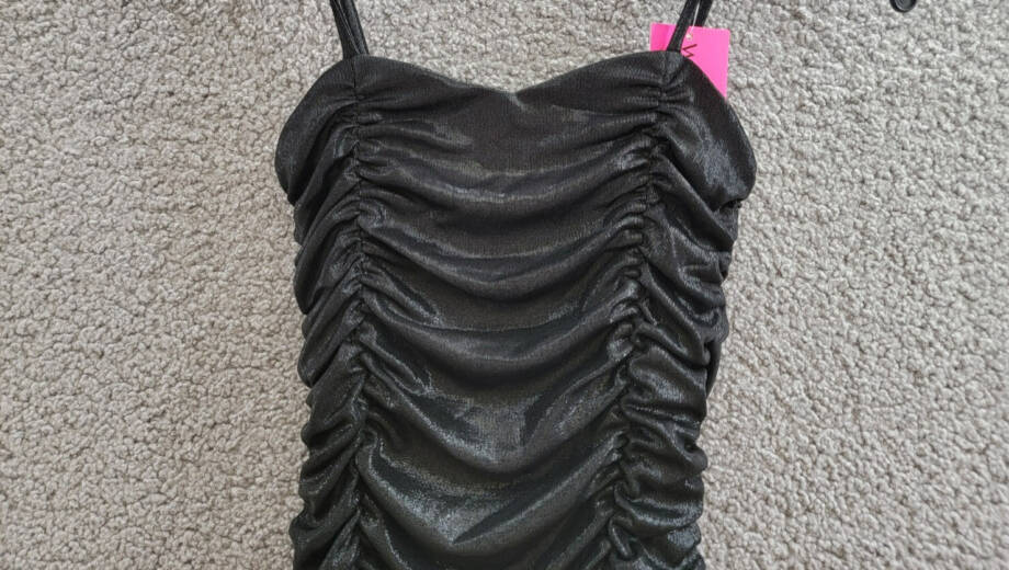 With Jules Ruched Sleeveless Dress Big Girls L Black Sweetheart Neck Back Zip
