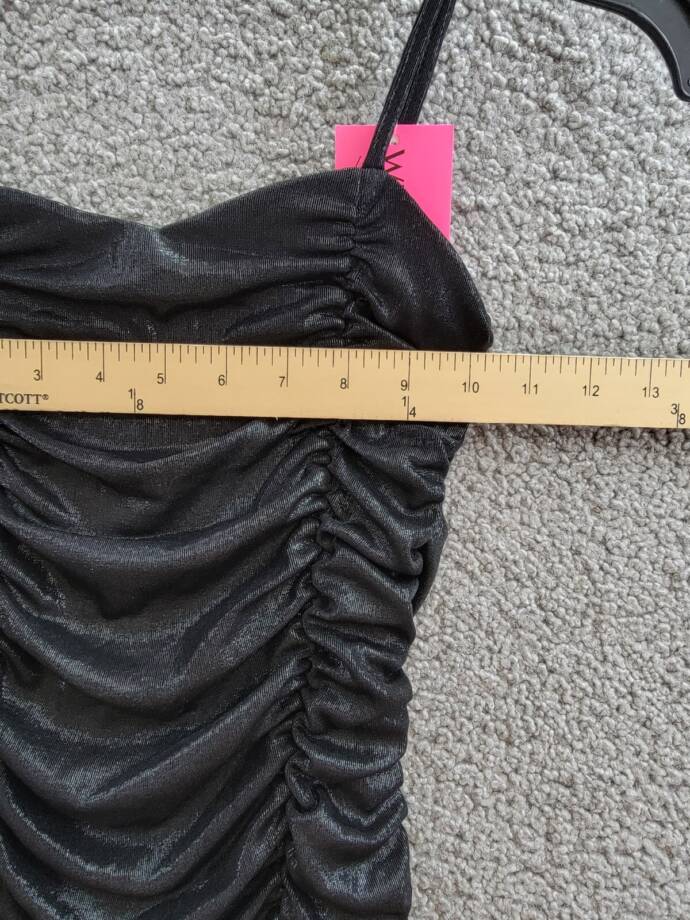 With Jules Ruched Sleeveless Dress Big Girls L Black Sweetheart Neck Back Zip