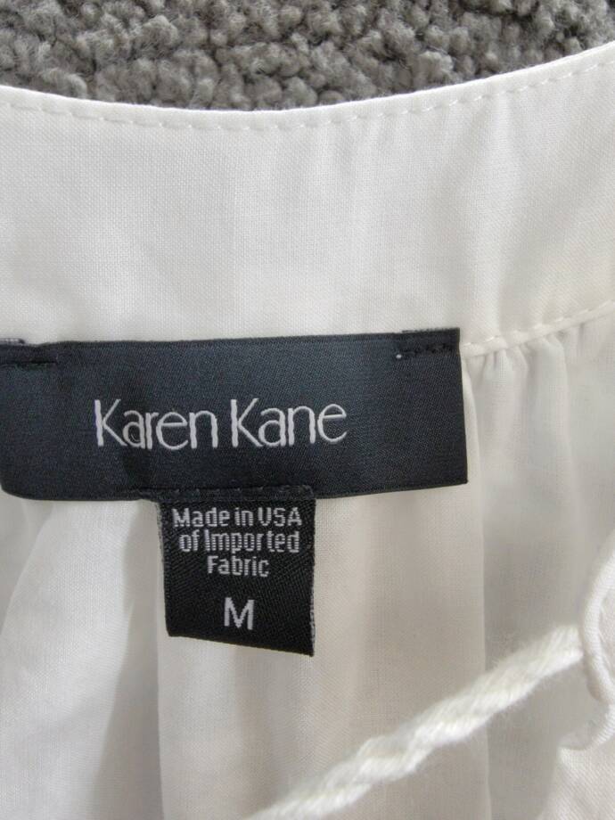 Karen Kane Embroidered Tasseled Shift Dress Women's M Off White Elbow Sleeve