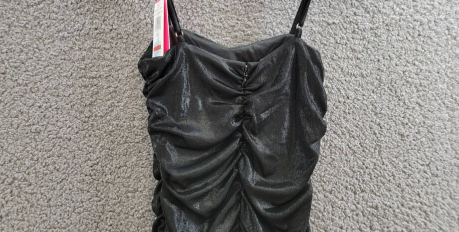 With Jules Ruched Sleeveless Dress Big Girls L Black Sweetheart Neck Back Zip
