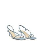 Schutz Heloise Denim Sandals Women's 6B Blue Open Square Toe Buckle Closure