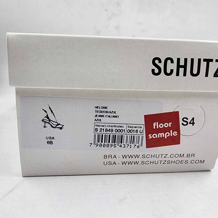 Schutz Heloise Denim Sandals Women's 6B Blue Open Square Toe Buckle Closure
