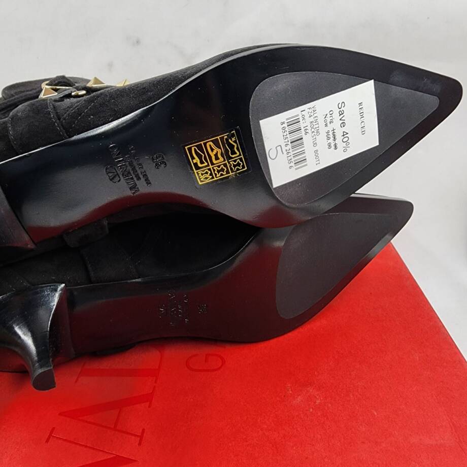 Valentino Garavani 45mm Rockstud Boots Women's 35/4.5US Black Buckle Closure