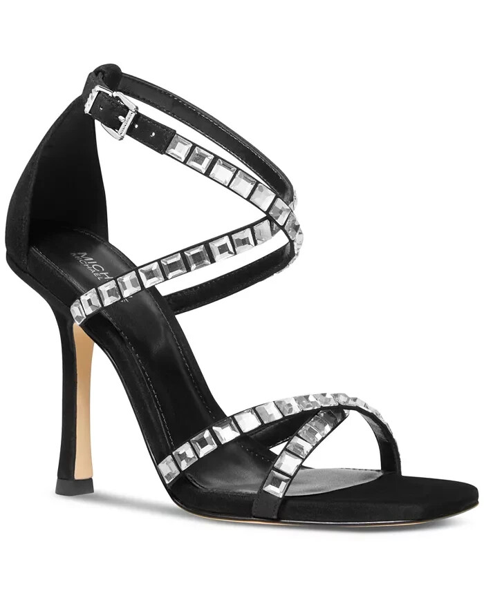 Michael Michael Kors Celia Embellished Strappy Dress Sandals Women's 9.5M Black