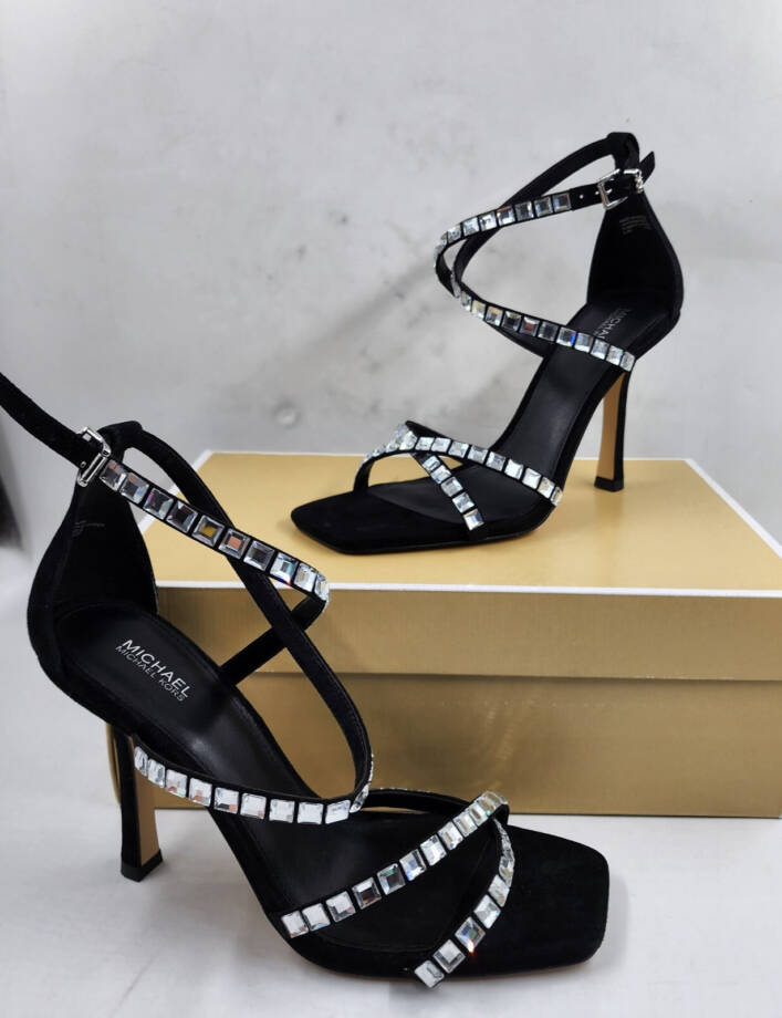 Michael Michael Kors Celia Embellished Strappy Dress Sandals Women's 9.5M Black