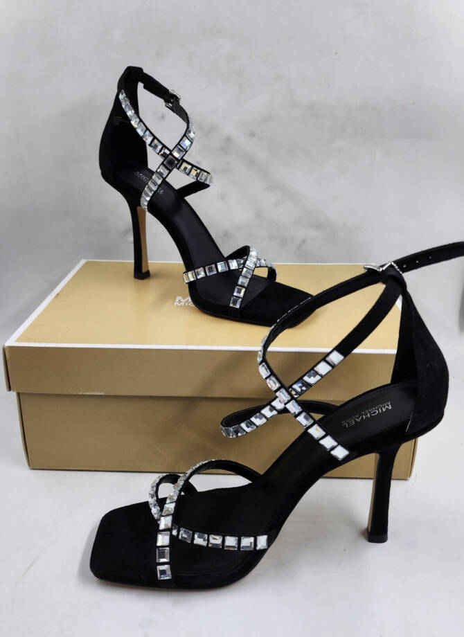 Michael Michael Kors Celia Embellished Strappy Dress Sandals Women's 9.5M Black