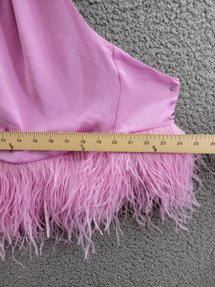 Ramy Brook Faux Feather Trim Halter Top Women's S Pink Rose Tie Hook & Eye Back