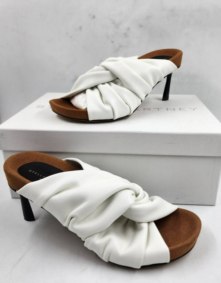 Stella McCartney Terra High Heel Slide Sandals Women's 36.5/6.5US White Slip On