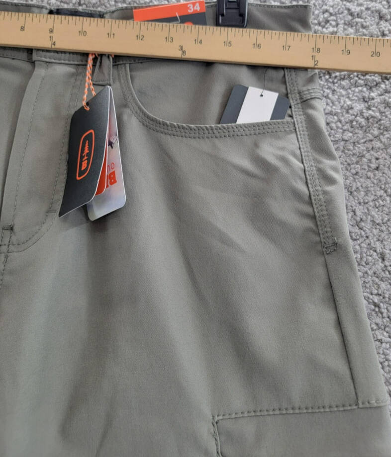 BASS OUTDOOR Essential Tech Cargo Pants Men's 34 Castor Gray Button Zip Closure