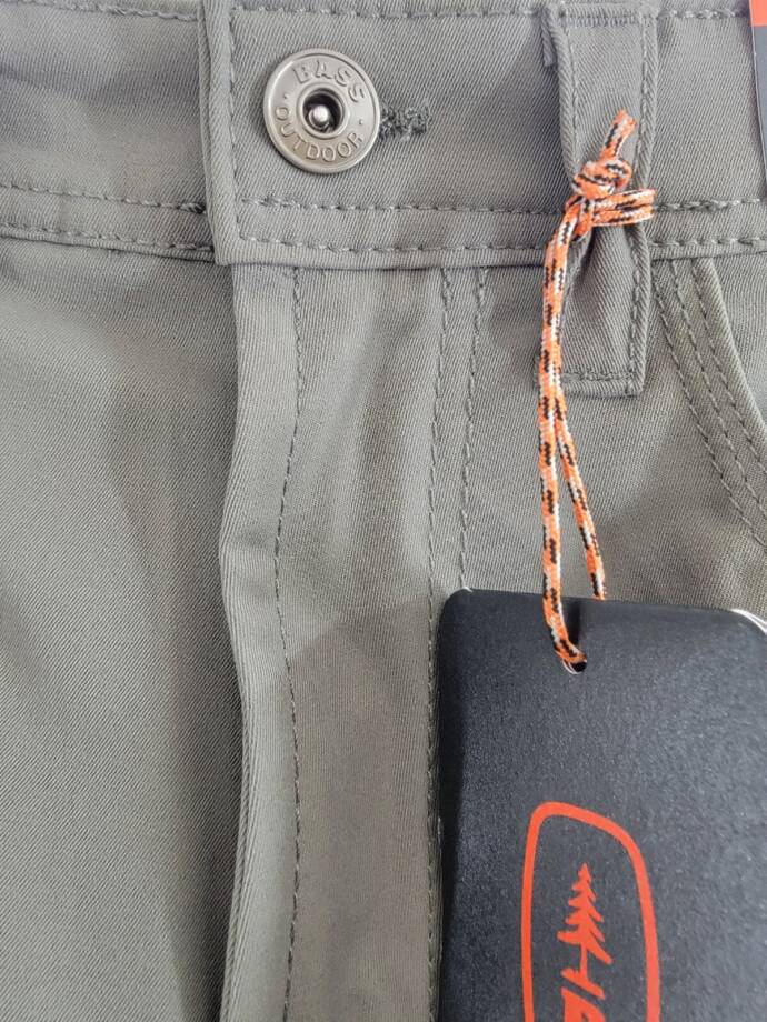BASS OUTDOOR Essential Tech Cargo Pants Men's 34 Castor Gray Button Zip Closure