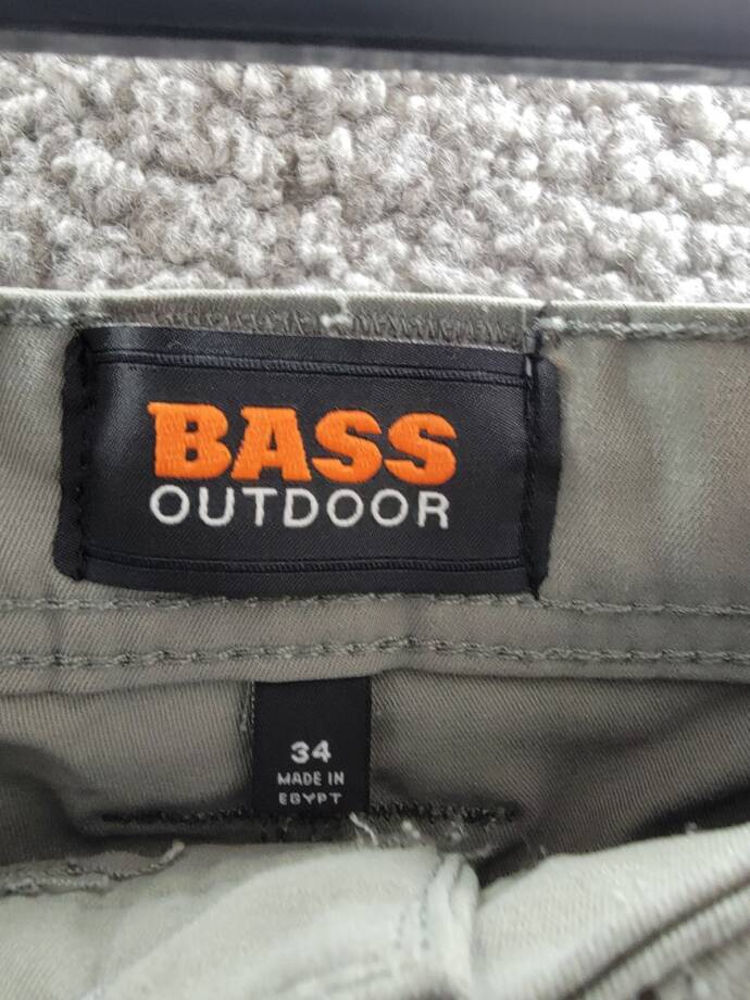 BASS OUTDOOR Essential Tech Cargo Pants Men's 34 Castor Gray Button Zip Closure