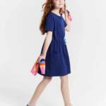 Epic Threads French Terry Dress Girls XS (5-6) Medieval Blue Round Neck Pullover