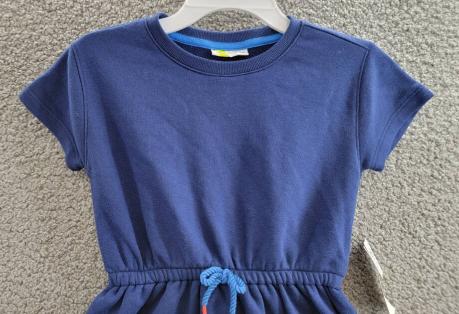 Epic Threads French Terry Dress Girls XS (5-6) Medieval Blue Round Neck Pullover