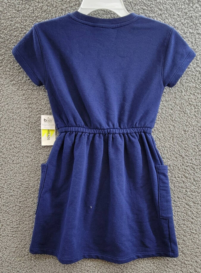 Epic Threads French Terry Dress Girls XS (5-6) Medieval Blue Round Neck Pullover
