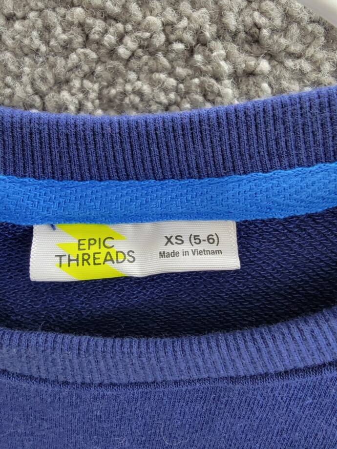 Epic Threads French Terry Dress Girls XS (5-6) Medieval Blue Round Neck Pullover