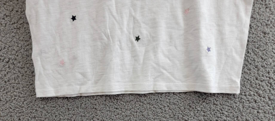 KatieJnyc Fearless Cropped Embroidered Stars Tee Girl XL White Crewneck Pullover