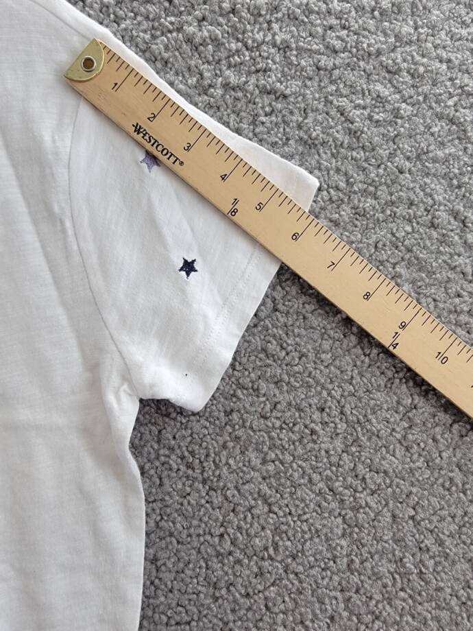 KatieJnyc Fearless Cropped Embroidered Stars Tee Girl XL White Crewneck Pullover