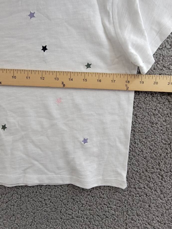 KatieJnyc Fearless Cropped Embroidered Stars Tee Girl XL White Crewneck Pullover