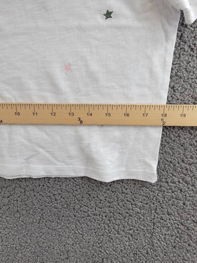 KatieJnyc Fearless Cropped Embroidered Stars Tee Girl XL White Crewneck Pullover