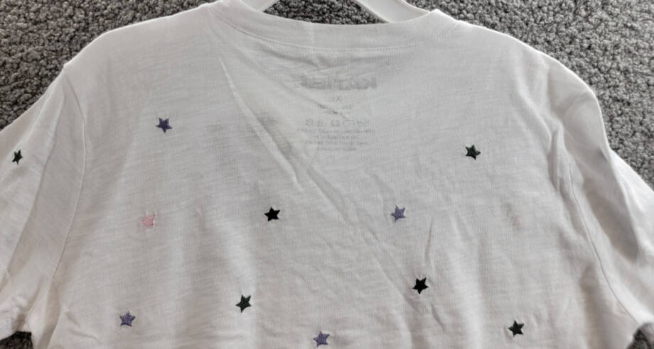 KatieJnyc Fearless Cropped Embroidered Stars Tee Girl XL White Crewneck Pullover